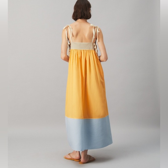 NWT Tory Burch Colorblock Tie-Shoulder Maxi Dress - Picture 3 of 8